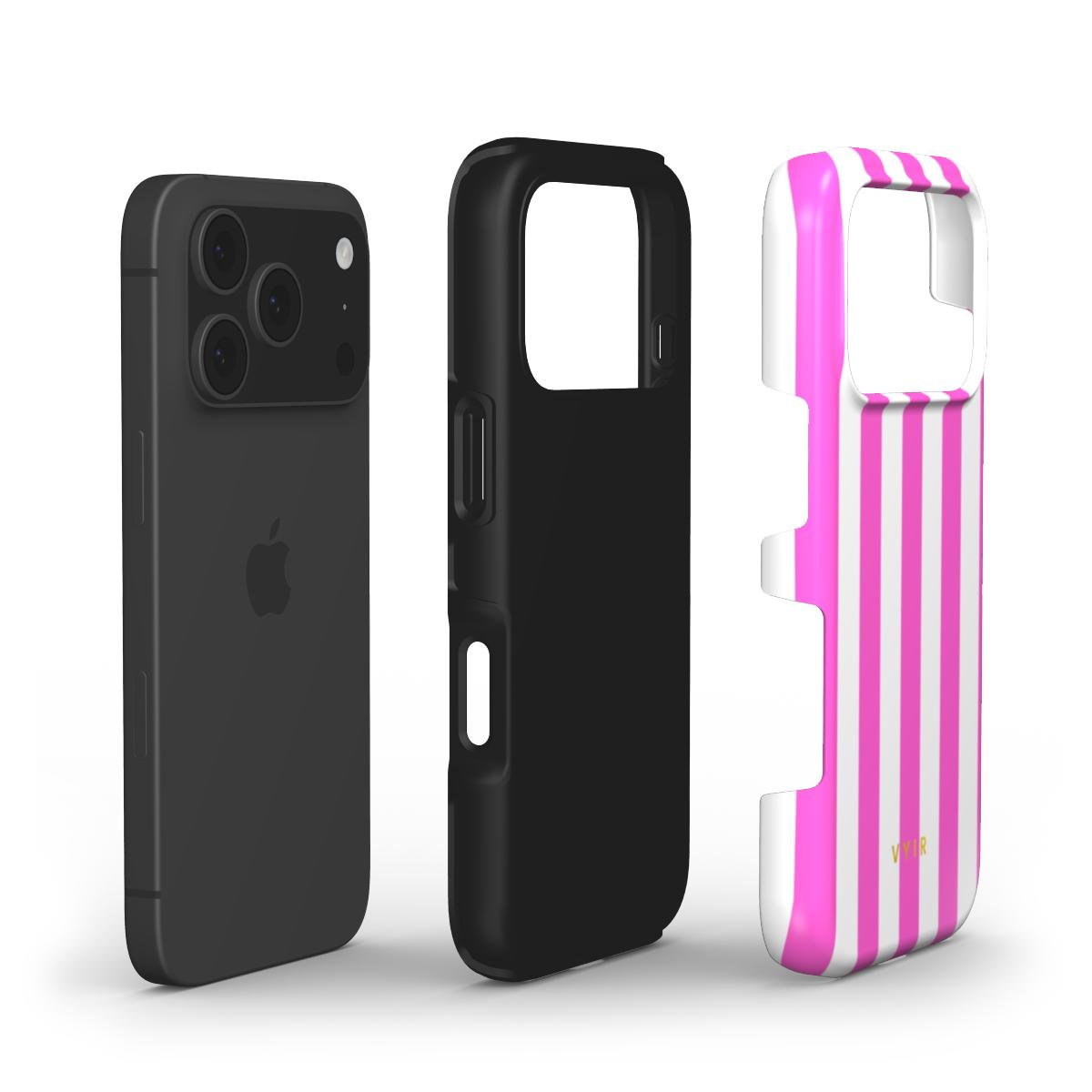 Vertical Stripes, Fashion Pink - Shockproof Phone Case