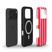 Vertical Stripes, Red Blush - Shockproof MagSafe iPhone Case