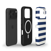 Horizontal Stripes, Old Money Blue - Shockproof MagSafe iPhone Case