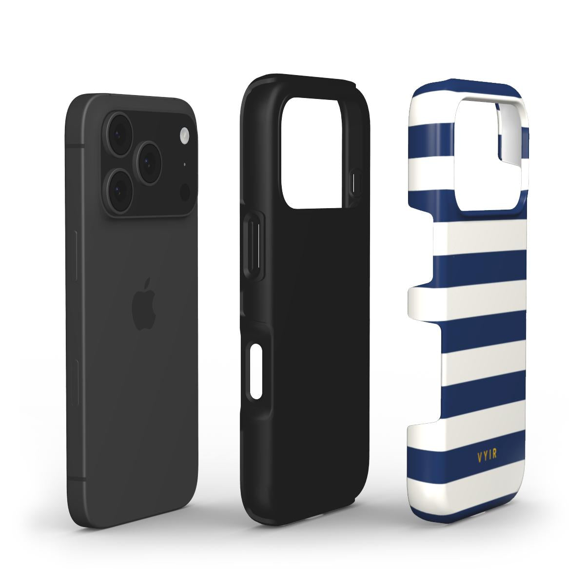 Horizontal Stripes, Old Money Blue - Shockproof Phone Case