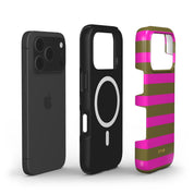 Horizontal Stripes, Urban Olive - Shockproof MagSafe iPhone Case