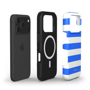 Horizontal Stripes, Riviera Blue - Shockproof MagSafe iPhone Case