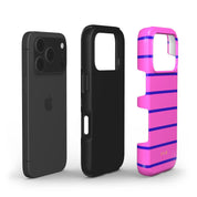 Horizontal Stripes, Pink Curtains - Shockproof Phone Case