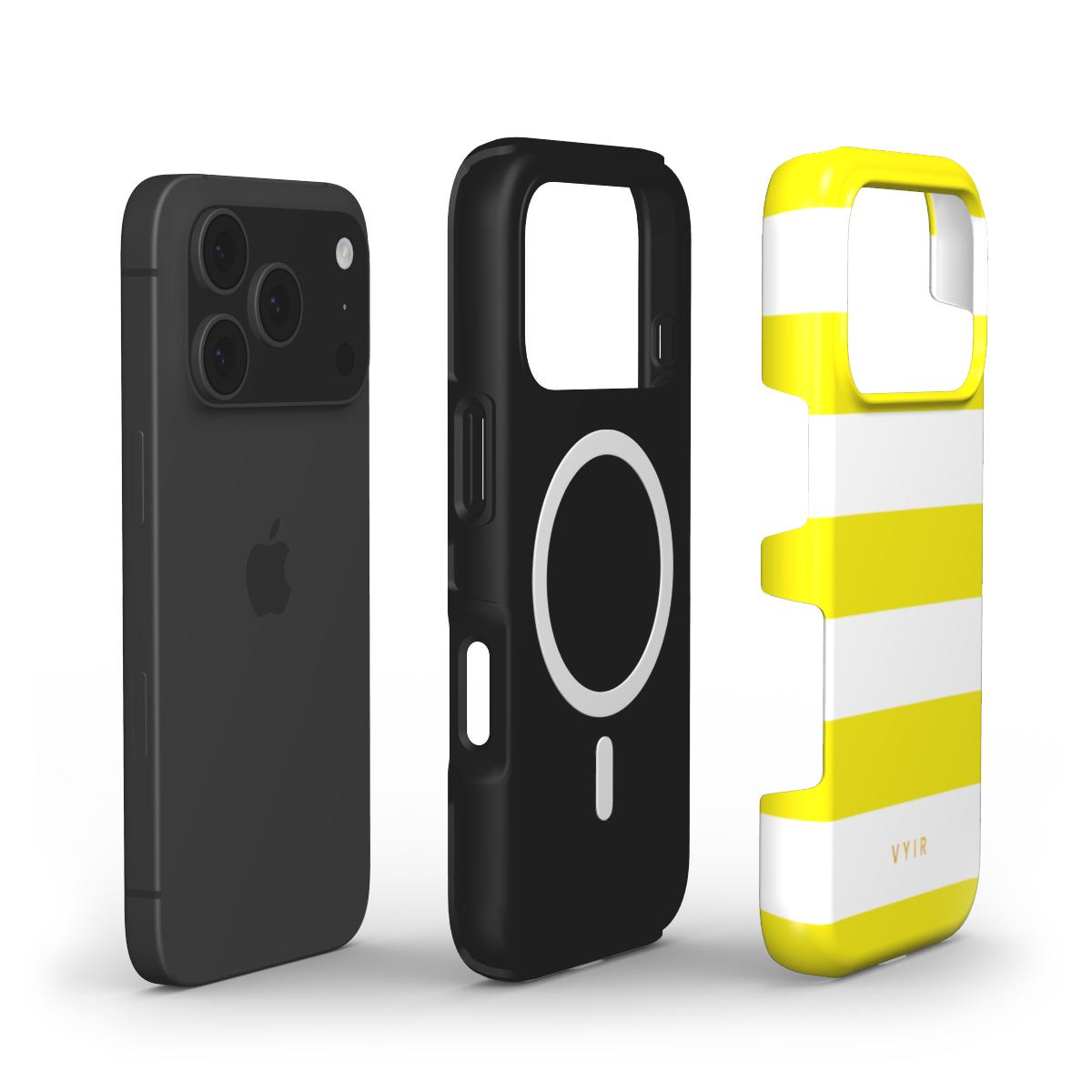 Horizontal Stripes, Citrus - Shockproof MagSafe iPhone Case