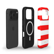 Horizontal Stripes, Red Silk - Shockproof MagSafe iPhone Case