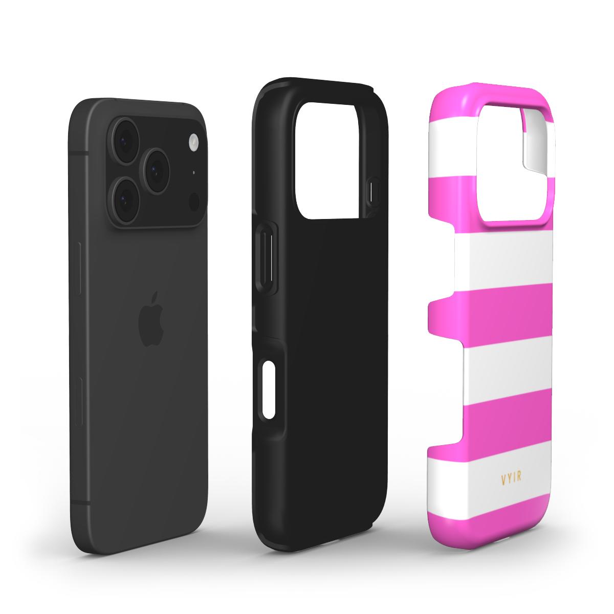 Horizontal Stripes, Fashion Pink - Shockproof Phone Case