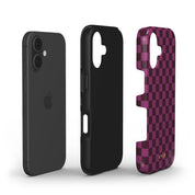 Tiny Checker, Burgundy - Shockproof Phone Case