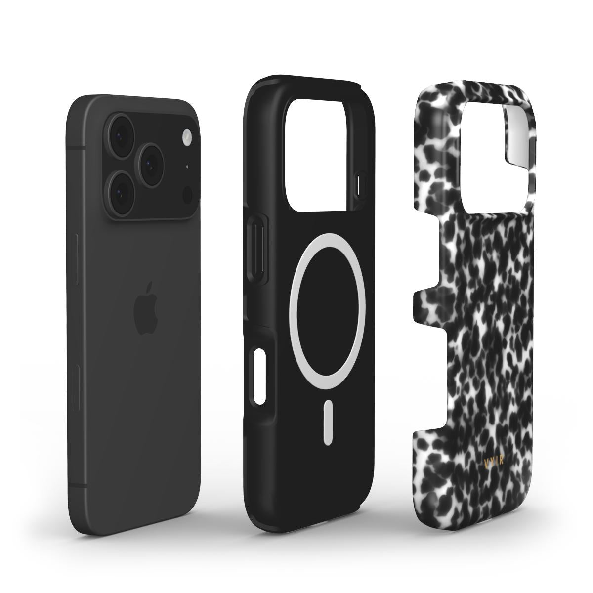 Tortoiseshell, Black and White - Shockproof MagSafe iPhone Case