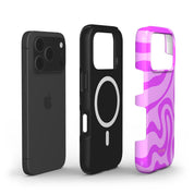 Swirl Lines, Light Pink - Shockproof MagSafe iPhone Case