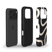 Swirl Lines, Black and Beige - Shockproof Phone Case