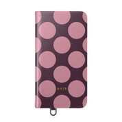 Samsung Galaxy S24 Plus Vegan Leather Wallet Case – Pink Plum Polka Dot Design - VYIR