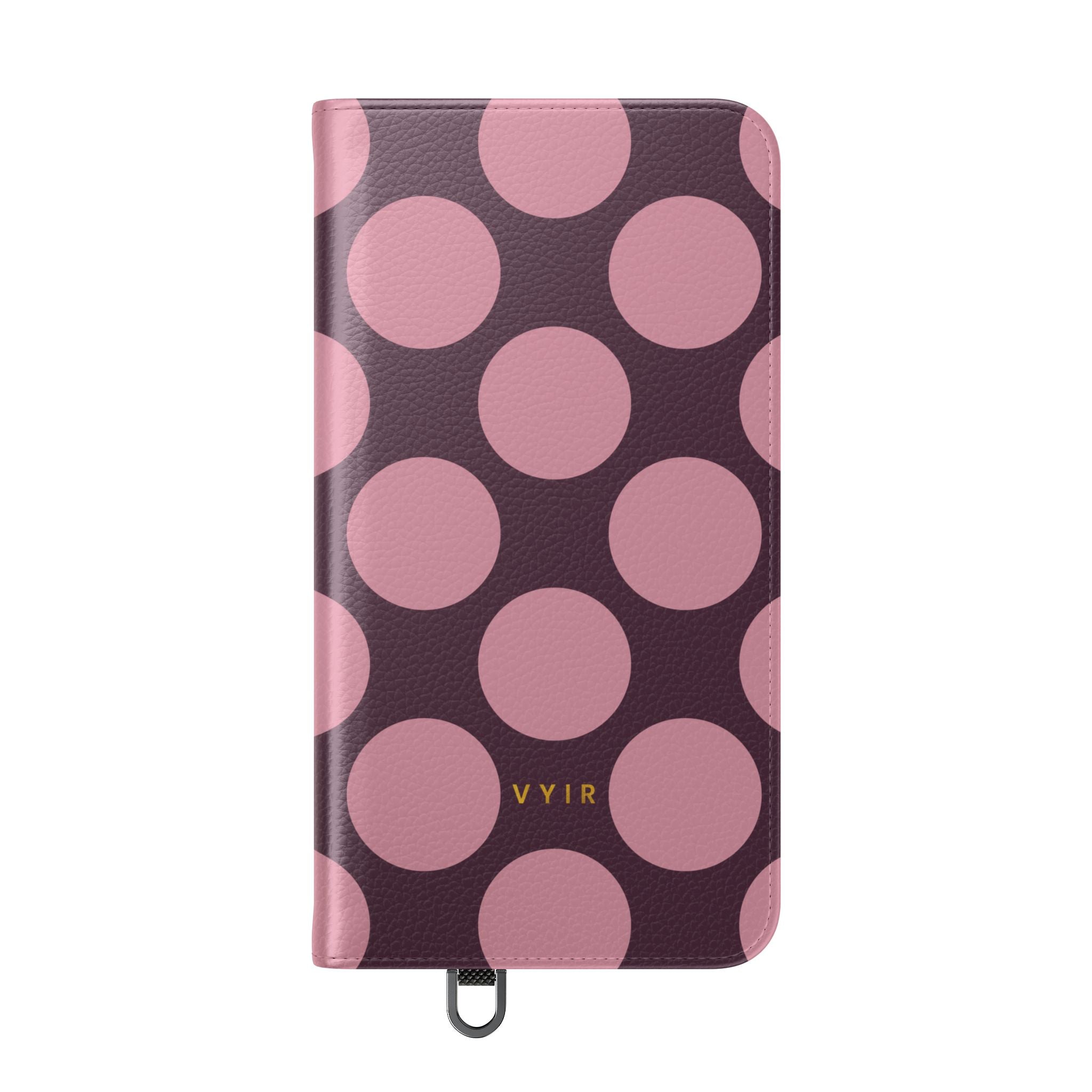 Samsung Galaxy S24 Plus Vegan Leather Wallet Case – Pink Plum Polka Dot Design - VYIR