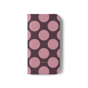 iPhone 12 Pro Max Vegan Leather Wallet Case – Pink Plum Polka Dot Design - VYIR