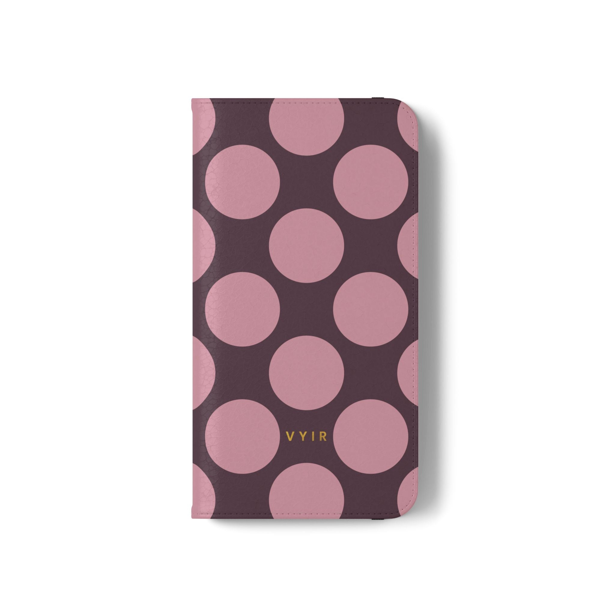 iPhone 12 Pro Max Vegan Leather Wallet Case – Pink Plum Polka Dot Design - VYIR