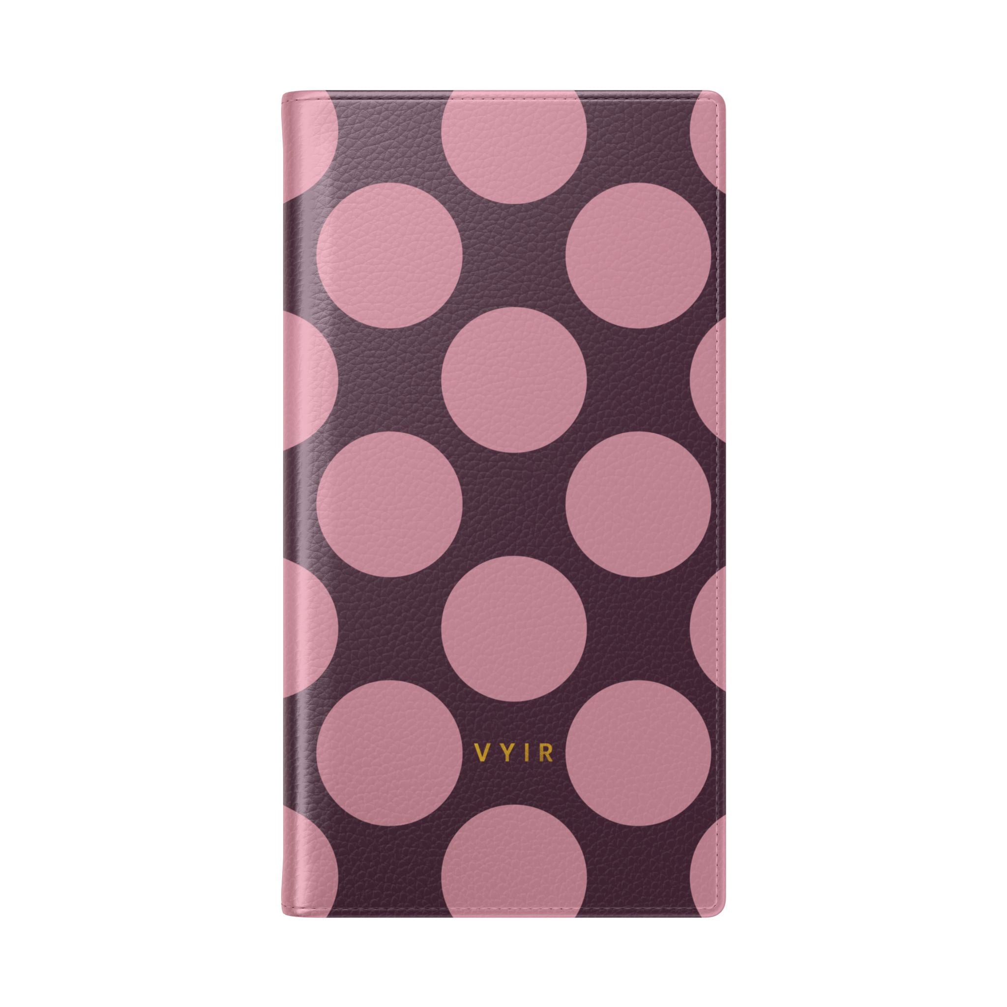 Samsung Galaxy S23 Ultra Vegan Leather Wallet Case – Pink Plum Polka Dot Design - VYIR