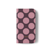 iPhone 12 Vegan Leather Wallet Case – Pink Plum Polka Dot Design - VYIR