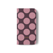 iPhone 13 Vegan Leather Wallet Case – Pink Plum Polka Dot Design - VYIR