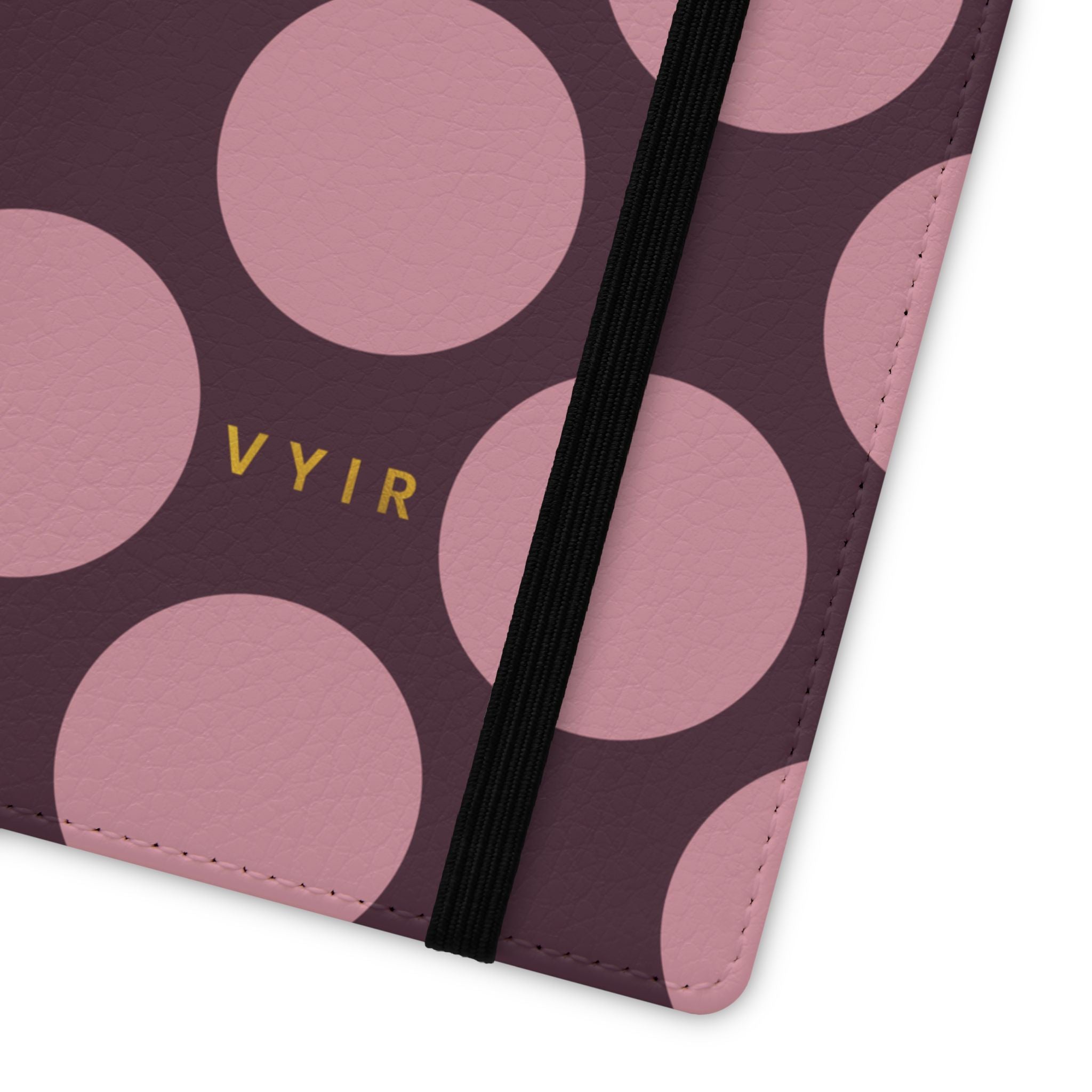Samsung Galaxy S22 Ultra Vegan Leather Wallet Case – Pink Plum Polka Dot Design - VYIR