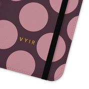 iPhone 12 Pro Max Vegan Leather Wallet Case – Pink Plum Polka Dot Design - VYIR