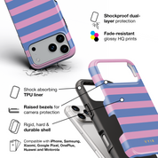 Horizontal Stripes, Periwinkle Dream - Shockproof Phone Case
