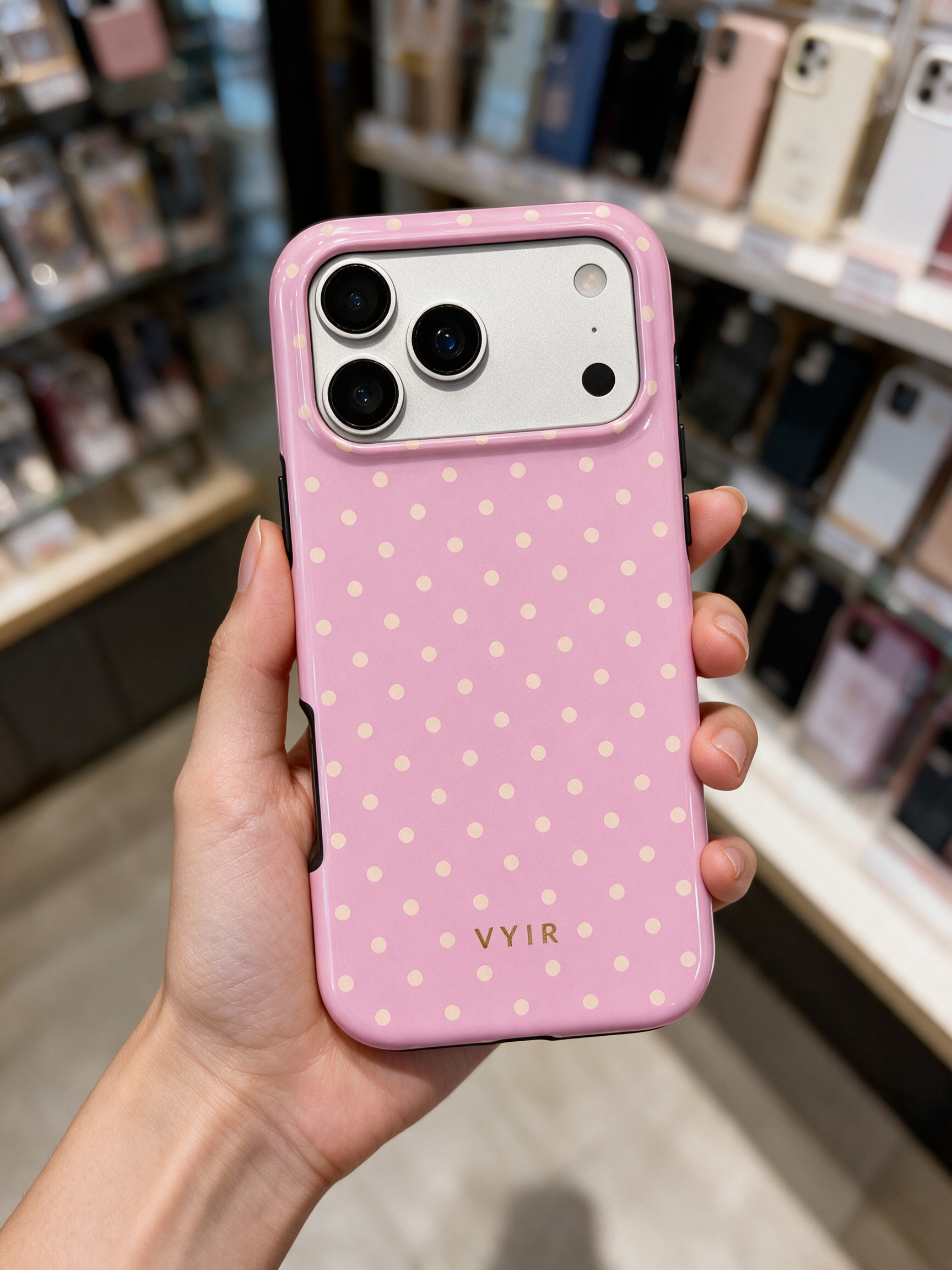 Tiny Polka Dots, Feminine Pink - Shockproof Phone Case