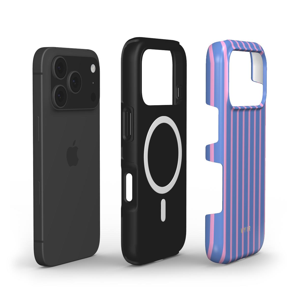 Vertical Stripes, Periwinkle Dream - Shockproof MagSafe iPhone Case