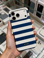 Horizontal Stripes, Old Money Blue - Shockproof Phone Case