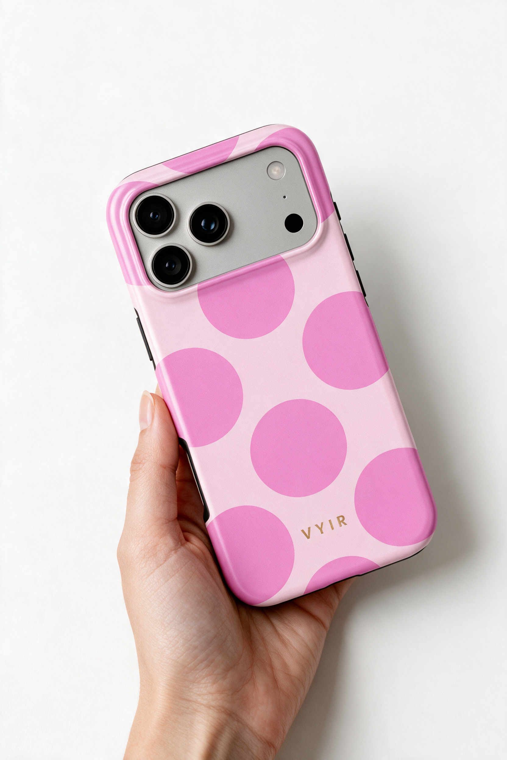 Large Polka Dots, Bubbly Pink - Shockproof Phone Case