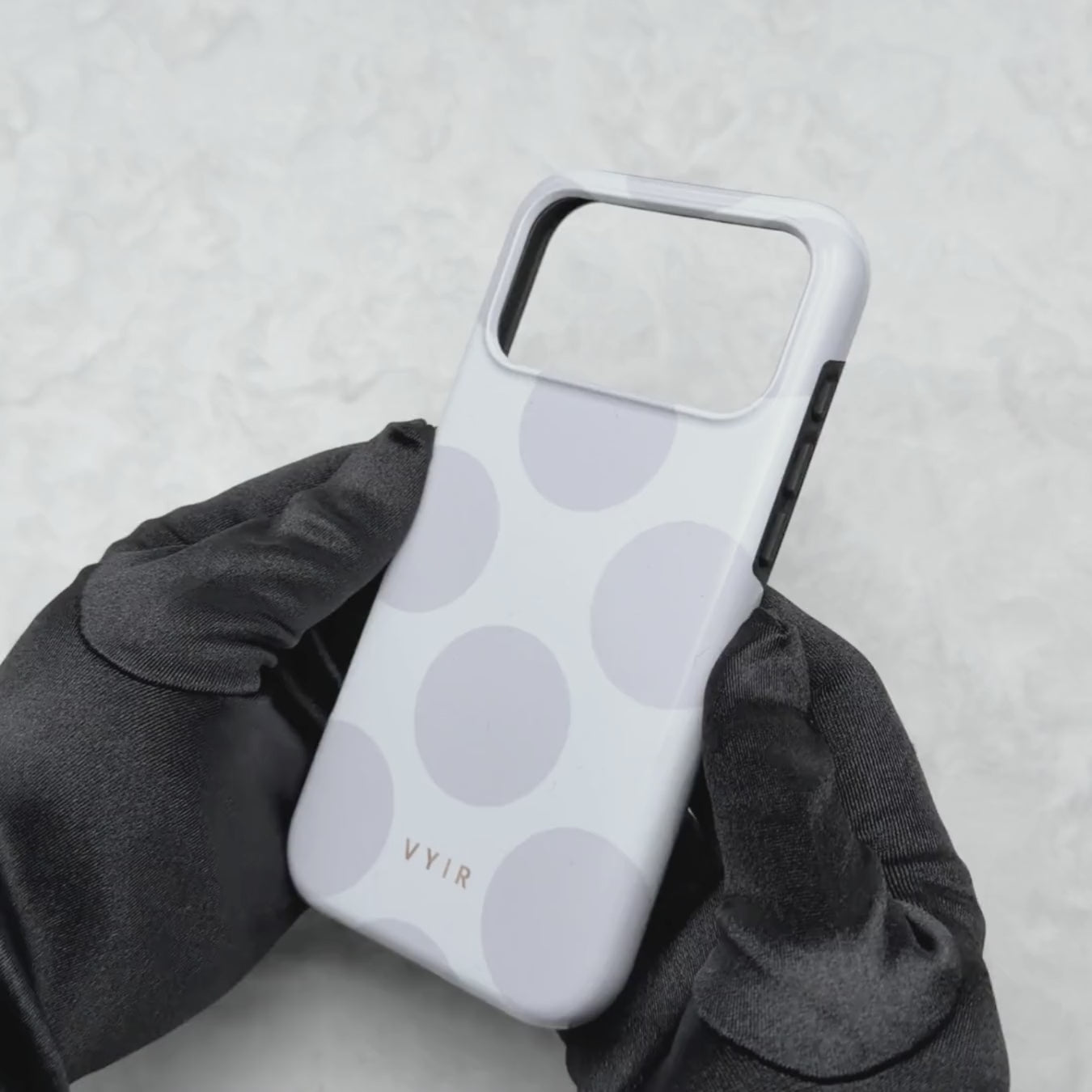 Large Polka Dots, Cloud Gray - Shockproof Phone Case