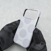 Large Polka Dots, Cloud Gray - Shockproof Phone Case